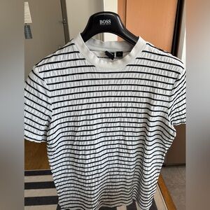 Hugo Boss Black and White Striped Tee
